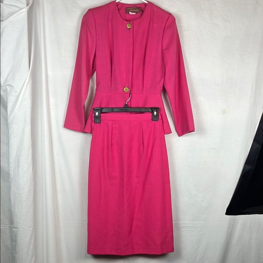 Vintage 1980s Pink Worthington Two Piece Skirt Suit